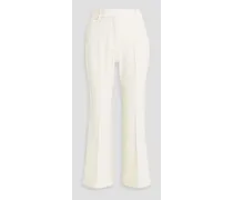 Cropped twill flared pants - White