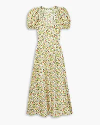 The Great The Hyacinth floral-print silk-satin midi dress - Green Green