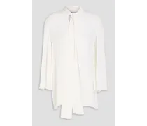 Tie-neck silk-crepe blouse - White