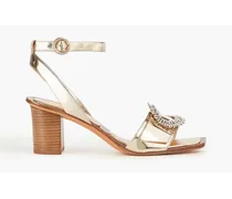 Madelina Summer 60 embellished mirrored-leather sandals - Metallic