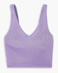 Paco Rabanne Cropped studded ribbed-knit top - Purple Purple