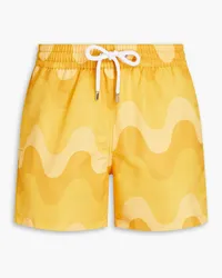 Frescobol Carioca Copacabana mid-length printed swim shorts - Yellow Yellow