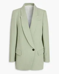 Brunello Cucinelli Double-breasted linen and cotton-blend cloqué blazer - Green Green