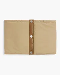 Karl Donoghue Leather-trimmed cotton-blend shell snood - Neutral - OneSize Neutral