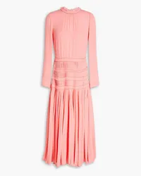 Valentino Garavani Pleated silk-crepe midi dress - Pink Pink