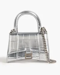 Balenciaga Hourglass metallic croc-effect leather cross-body bag - Metallic Metallic