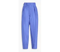 Washed-silk tapered pants - Blue