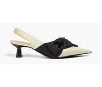Bow-detailed satin slingback pumps - Neutral