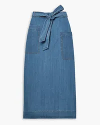 tibi Belted denim midi wrap skirt - Blue Blue