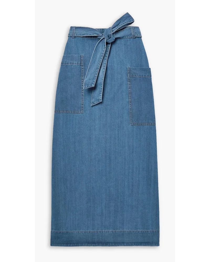 tibi Belted denim midi wrap skirt - Blue Blue