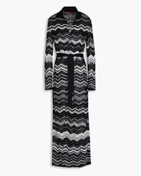 Missoni Belted sequin-embellished crochet-knit cardigan - Black Black