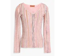 Sequin-embellished crochet-knit cardigan - Pink