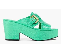 Lenka croc-effect leather platform mules - Green