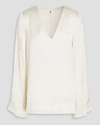 By Malene Birger Avelas fringed satin-crepe blouse - White White