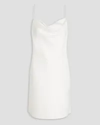 Aidan Mattox Crystal-embellished draped stretch-satin mini slip dress - White White