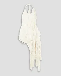 Zimmermann Asymmetric embellished linen and silk-blend dress - White White