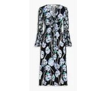Shauna floral-print georgette-paneled jersey midi dress - Black