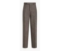 Herringbone wool-tweed pants - Brown