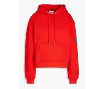 Appliquéd French cotton-terry hoodie - Red