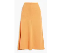 Asymmetric stretch-knit midi skirt - Orange