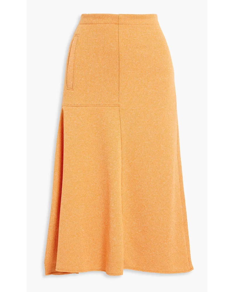 tibi Asymmetric stretch-knit midi skirt - Orange Orange