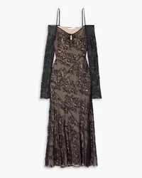 Jason Wu Off-the-shoulder silk-blend lace maxi dress - Black Black