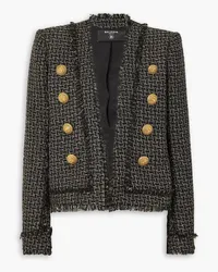 Balmain Button-embellished metallic tweed jacket - Black Black