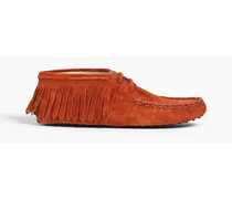 Fringed suede loafers - Brown