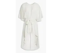 Solange belted asymmetric crepe blouse - White
