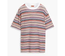 Crochet-knit cotton-blend T-shirt - Neutral
