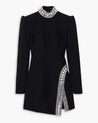 Andrew GN Crystal-embellished crepe turtleneck mini dress - Black Black