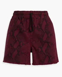 Alexander Wang Snake-print denim shorts - Burgundy Burgundy