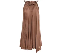 Gathered voile top - Brown