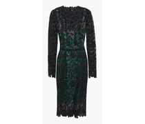 Cotton-blend guipure lace dress - Black