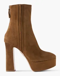 Aquazzura Groove 120 suede platform ankle boots - Brown Brown