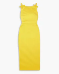 BERNADETTE Kim open-back bow-embellished taffeta midi dress - Yellow Yellow