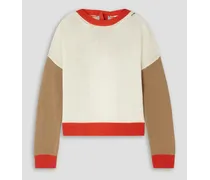 Open-back color-block cashmere sweater - White