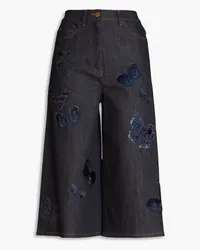 Valentino Garavani Appliquéd denim culottes - Blue Blue