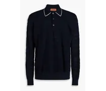 Burnout wool-blend polo sweater - Blue