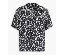 Roberto floral-print linen shirt - Black