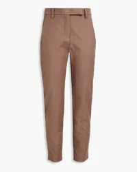 Brunello Cucinelli Cotton-blend gabardine slim-leg pants - Neutral Neutral