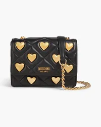 Moschino Quilted embellished leather cross-body bag - Black Black