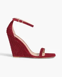 Stuart Weitzman Embellished suede sandals - Burgundy Burgundy