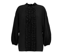 Ruffled silk blouse - Black