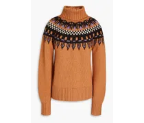 Oakley Fair Isle wool-blend turtleneck sweater - Brown