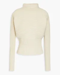 Tory Burch Cropped ribbed-knit turtleneck sweater - White White