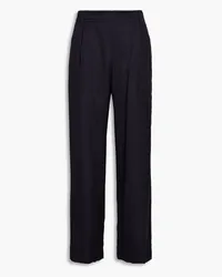 Vince Pleated silk and cotton-blend satin wide-leg pants - Blue Blue