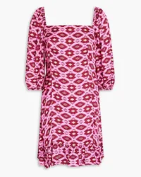 Sachin & Babi Natalia pleated printed jacquard mini dress - Pink Pink