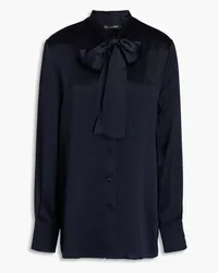 Oscar de la Renta Pussy-bow silk-satin blouse - Blue Blue