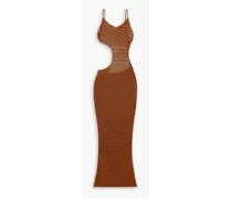 Tiva open-back crocheted Pima cotton maxi dress - Brown